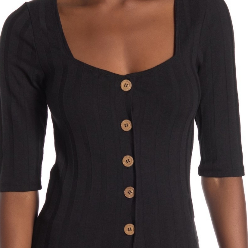 NEW Free People black button up top SM